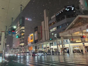 雪の広島市内